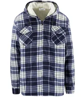 Swetry męskie - Ciepła polarowa koszula męska w kratę z kapturem ocieplana futerkiem-M - miniaturka - grafika 1