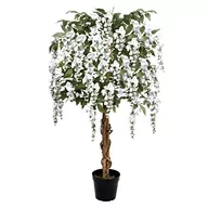 Sztuczne drzewka - GreenBrokers Sztuczne drzewo glicynii premium, 130 cm, roślina doniczkowa, białe 130 cm - miniaturka - grafika 1