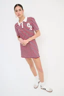 Sukienki - Sukienka polo w paski - czerwony M/L - miniaturka - grafika 1
