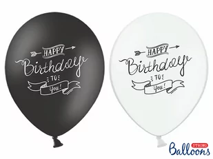 Balony 14" Strong urodzinowe Happy Birthday, białe i czarne, 6 szt. BGNP/8397-9 - Balony i akcesoria - miniaturka - grafika 1