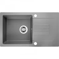 Zlewozmywaki - Laveo SBC 511T Zlewozmywak granitowy1 komora z ociekaczem Wymiary 440x760x185 mm Wymiar szafki 500 mmWyko$581czenie szareW zestawie z syfonem Space Saving i korkiem automatycznym - miniaturka - grafika 1