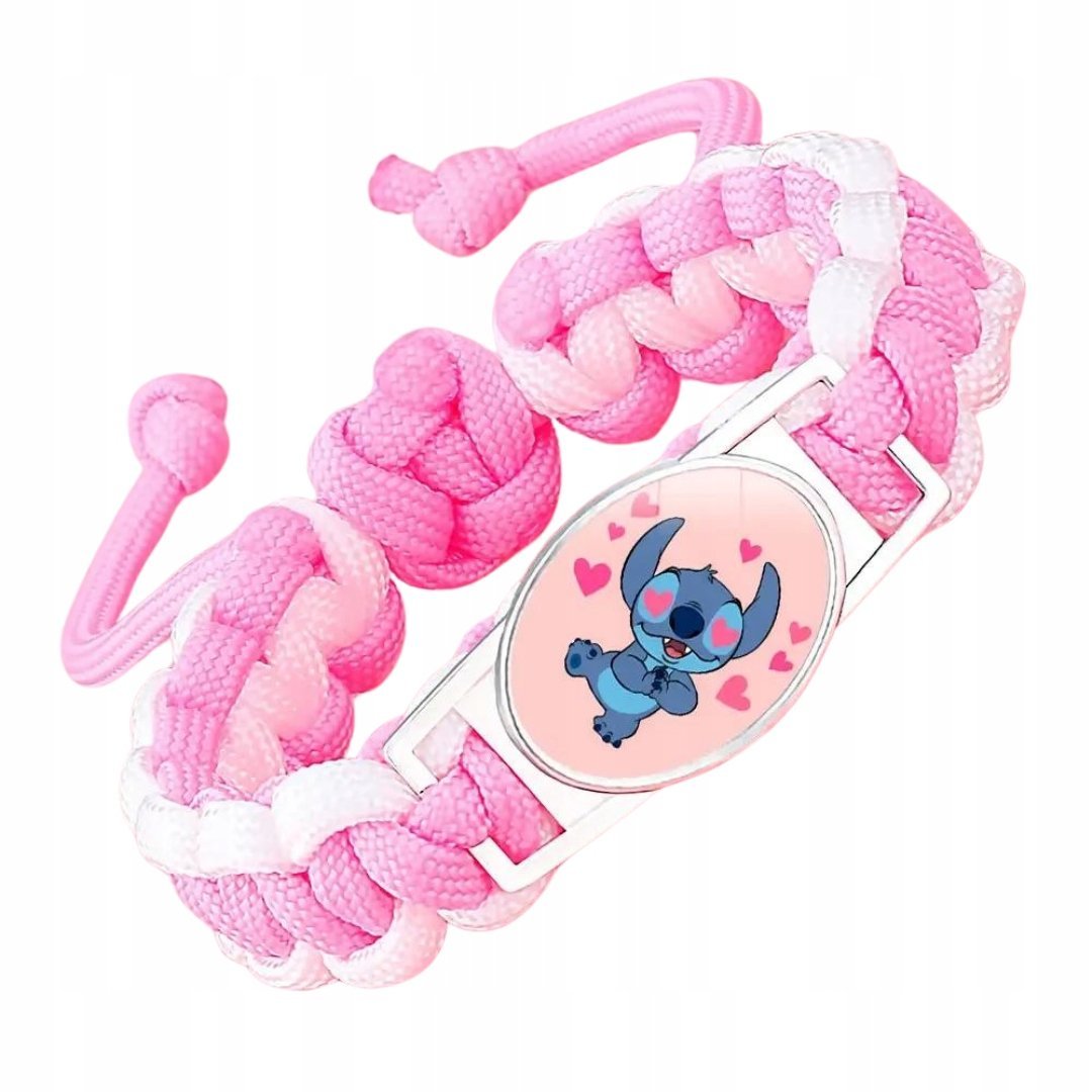 Bransoletka Pleciona Regulowana Różowo Biała Niebieski Stworek Serca