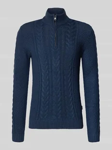Sweter z dzianiny z zamkiem błyskawicznym model ‘BASIM’ - Swetry męskie - miniaturka - grafika 1