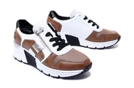 Półbuty damskie - RIEKER N6312-65 sneaker beige combination, półbuty damskie - Rieker - miniaturka - grafika 1