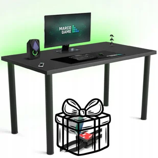 Biurko Gamingowe Gracza Marco Game Led Czarne Organizer Do Kabli - Biurka gamingowe - miniaturka - grafika 1