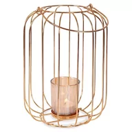 Świeczniki - Home Styling Collection Lampion Świecznik Na Świeczkę Tealight Metalowy Złoty 21,5 Cm - miniaturka - grafika 1