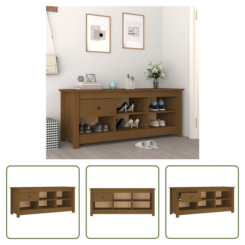 The Living Store Szafka na buty miodowy brąz 110x38x45,5 cm lite drewno sosnowe
