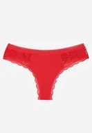 Majtki damskie - Czerwone Majtki Stringi z Subtelną Koronką z Bawełną Adriedah - miniaturka - grafika 1