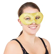 Krawaty i muchy męskie - Bristol nowość EM114 maska na oczy z diamentami i tasiemką do krawata, kobiety, złoto, jeden rozmiar - miniaturka - grafika 1