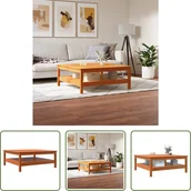 Ławy i stoliki kawowe - The Living Store stolik kawowy wosk brązowy 100x100x40 cm lite drewno sosnowe - miniaturka - grafika 1