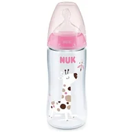 Butelki dla niemowląt - Nuk Butelka z czujnikiem temperatury First Choice+ M 0-6m 300ml Różowa - miniaturka - grafika 1