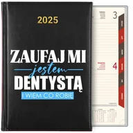Notesy i bloczki - KALENDARZ TERMINARZ PLANER DZIENNY Czarny A5 2025 Prezent dla DENTYSTY WZÓR - miniaturka - grafika 1