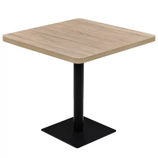 vidaXL Stolik bistro z MDF na stalowej podstawie, 80x80x75 cm, dębowy - Ławy i stoliki kawowe - miniaturka - grafika 1