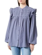 Bluzki damskie - baradello Damska bluzka z długim rękawem 37324860-BA01, szaro-niebieska, XL, szary/niebieski, XL - miniaturka - grafika 1