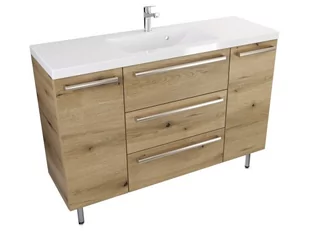 Szafka Stojąca Z Umywalką ATHD 120 cm D - Dąb Evoke Coast Mat - Uchwyty Stal Szczotkowana - Szafki łazienkowe - miniaturka - grafika 1