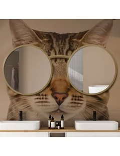Zestaw luster okrągłych kot w okularach mdf - OKULARY, Dostępne wymiary: Średnica 60cm - Lustra - miniaturka - grafika 1