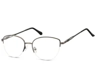 Okulary korekcyjne, oprawki, szkła - Damskie okulary żyłkowe zerówki oprawki korekcyjne kocie oczy Flex 898E czarno-grafitowe - miniaturka - grafika 1