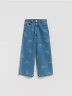 Spodnie i spodenki dla dziewczynek - Reserved - Jeansy wide leg Lilo i Stitch - niebieski - miniaturka - grafika 1