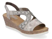 Sandały damskie - Sandały damskie na koturnie Rieker 61916-91 -40 - miniaturka - grafika 1