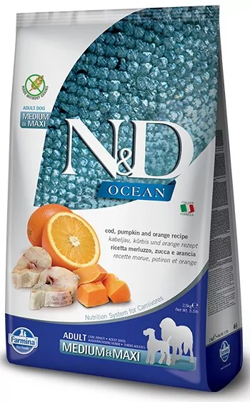 Farmina N&D Ocean Adult Codfish&Orange Medium&Maxi 12 kg