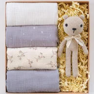 Pieluchy - Zestaw prezentowy dla niemowląt Wyprawka dla noworodka Prezent Baby Shower Pieluszki, Przytulanka Miś - miniaturka - grafika 1