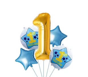 Zestaw balonów ROCZEK, "1st Birthday Boy", 5 el - Baby shower i roczek - miniaturka - grafika 1