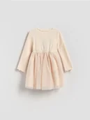 Sukienki i spódniczki dla dziewczynek - Reserved - Sukienka z tiulem - kremowy - miniaturka - grafika 1