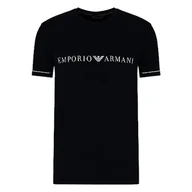 Koszulki męskie - Emporio Armani Męski T-shirt z logo Crew Neck Underlined, czarny, L - miniaturka - grafika 1