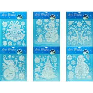 Zestaw naklejek świątecznych na szybę 33 cm mix wzorów - Ozdoby bożonarodzeniowe - miniaturka - grafika 1