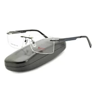 Okulary korekcyjne, oprawki, szkła - Bezramkowe prostokątne oprawki okularowe Nikitana na teleskopach STNK3C Czarny/Granat - miniaturka - grafika 1