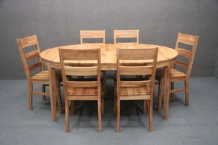 Stół Rozkładany Stockholm Okrągły 120 - 170 Cm + 6X Krzesło 103 Dębowy B 5182 - Stoły - miniaturka - grafika 1