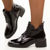 Botki damskie - Czarne lakierowane skórzane botki damskie Sergio Leone Bt25439S - miniaturka - grafika 1