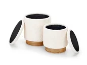 Pufy i podnóżki - Zestaw 2 puf Nacun kremowe z pojemnikiem - miniaturka - grafika 1