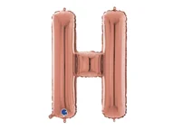 Balony i akcesoria - Balon foliowy litera H różowe złoto - 66 cm - 1 szt. - miniaturka - grafika 1