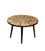 Ławy i stoliki kawowe - Stół Z Plastra Drewna Żywica Epoksydowa 78 X 78 X 2,5 Cm Nogi 35 Cm Pdos_122811_Z05 / Wood & Resin - miniaturka - grafika 1