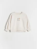Bluzy dla dziewczynek - Reserved - Bluza z nadrukiem - złamana biel - miniaturka - grafika 1