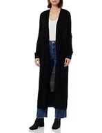 Bluzy damskie - Armani Exchange Damska bluza z wełny merynosów Blend Light Weight Sweater Duster Cardigan, czarny, L - miniaturka - grafika 1