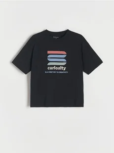 Reserved - Bawełniany t-shirt z nadrukiem - czarny - Koszulki dla chłopców - miniaturka - grafika 1