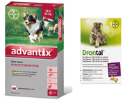 Artykuły przeciw pasożytom - Bayer Advantix dla psów 10-25kg 4 pipety x 2,5ml) + Drontal Dog flavour 2tabl kostki) 34081-uniw - miniaturka - grafika 1