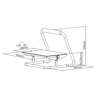 Podstawa ergonomiczna pod nogi, możliwość wyprostowania nóg, czarny, stal, 25 kg nośność, Powerton, regulowana wysokość - Podnóżki, podpórki, podkładki - miniaturka - grafika 8