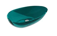 Umywalki - Umywalka nablatowa Besco Neya 60x35 cm owalna zielona z maskownicą chrom połysk UMN-60-OBC - miniaturka - grafika 1