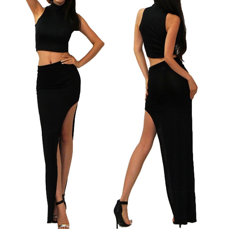 Spódnica Ołówkowa Z Rozcięciem Dopasowana Maxi Obcisła Spódniczka Damska