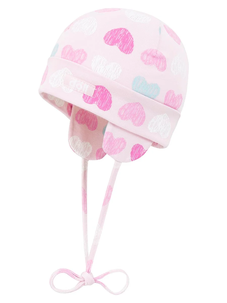 Dziewczęca czapka beanie w serduszka jasnoróżowa Doll r.45