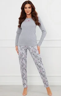 Piżama damska szara z długim rękawem i długimi spodniami Ibena, Kolor szary melanż-wzór, Rozmiar S, Italian Fashion - Primodo.com - Piżamy damskie - miniaturka - grafika 1