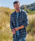 Koszule męskie - Flanelowa koszula w granatową kratę Mężczyzna Atlas For Men - Kolor : Krata - Rozmiar : 3XL - miniaturka - grafika 1