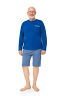 Piżamy damskie - PIŻAMA MĘSKA 2XL DŁUGI RĘKAW KRÓTKIE SPODENKI SZORTY BAWEŁNIANA CHABROWA - miniaturka - grafika 1