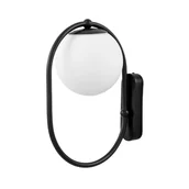 Lampy ścienne - PANARI W1 kinkiet owalna czarna obręcz z kulistym kloszem 1xE27 - miniaturka - grafika 1