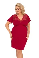 Bielizna nocna - Damska koszula nocna Doris plus size burgundowa z koronką 5XL - Pudełko podarunkowe - miniaturka - grafika 1