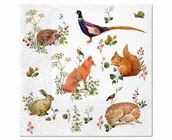 Dekoracje i nakrycia stołu na imprezę - Paw Serwetki Zwierzęta leśne 33 x 33 cm 20 szt. - miniaturka - grafika 1