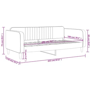 Sofa z funkcją spania, jasnoszara, 100x200 cm, obita aksamitem Lumarko! - Łóżka - miniaturka - grafika 9